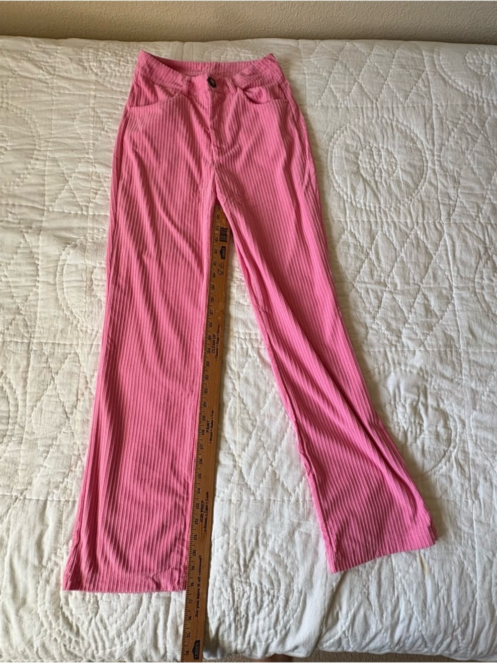 Pink Ribbed Wide-Leg Pants - Picture 6 of 6